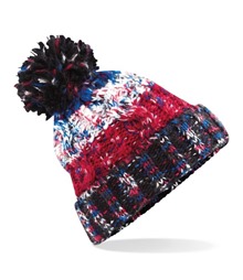Corkscrew pom pom beanie