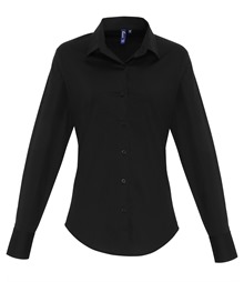 Women's stretch fit cotton poplin long sleeve blouse